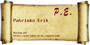 Patrisko Erik névjegykártya